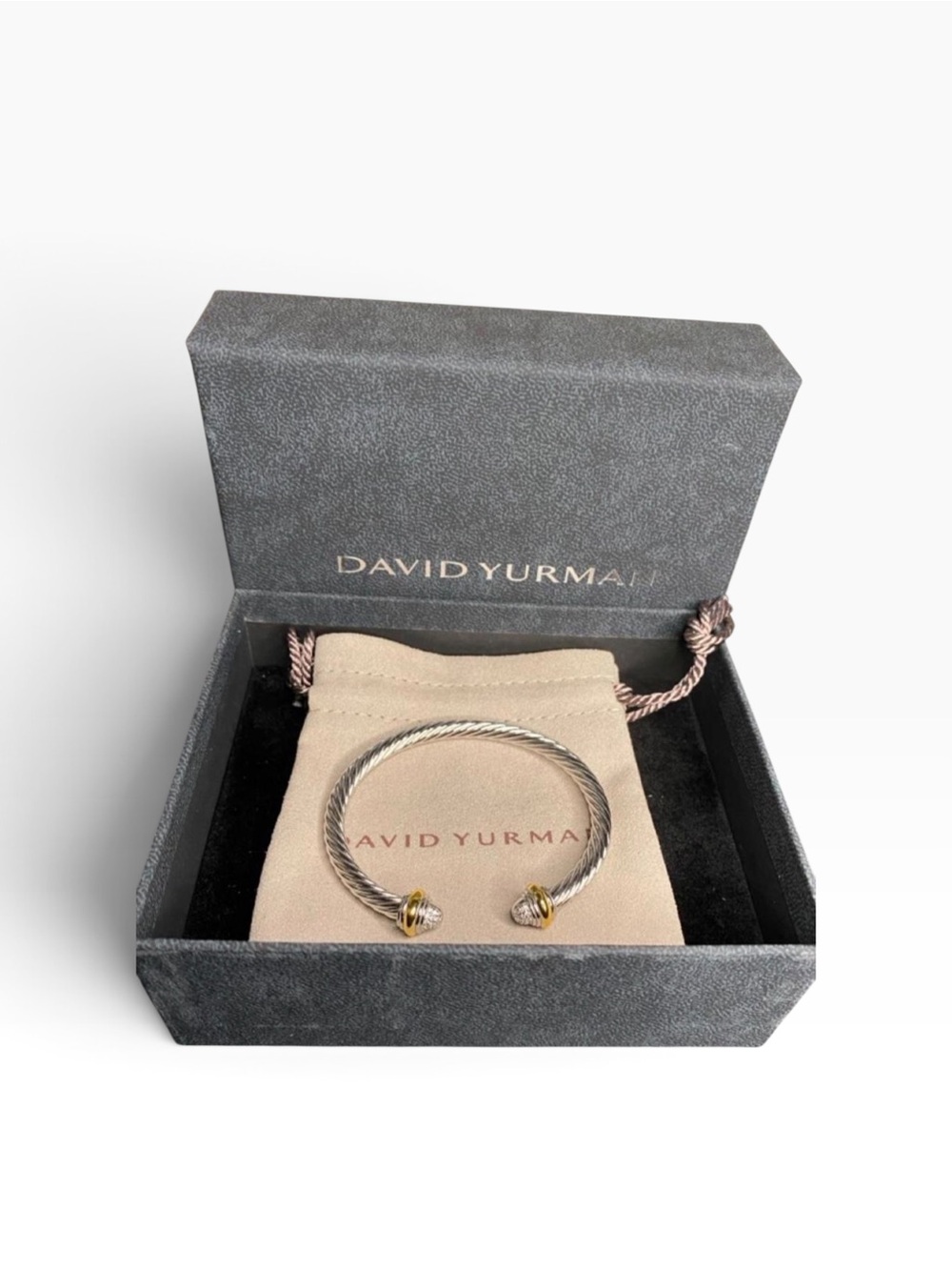 David Yurman Sterling Cable Cuff Bracelet with Gold Accents - Silver/Gold